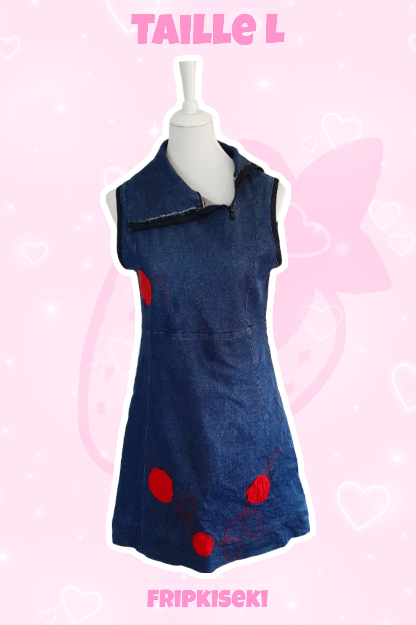 Robe en jean avec motif rond rouge