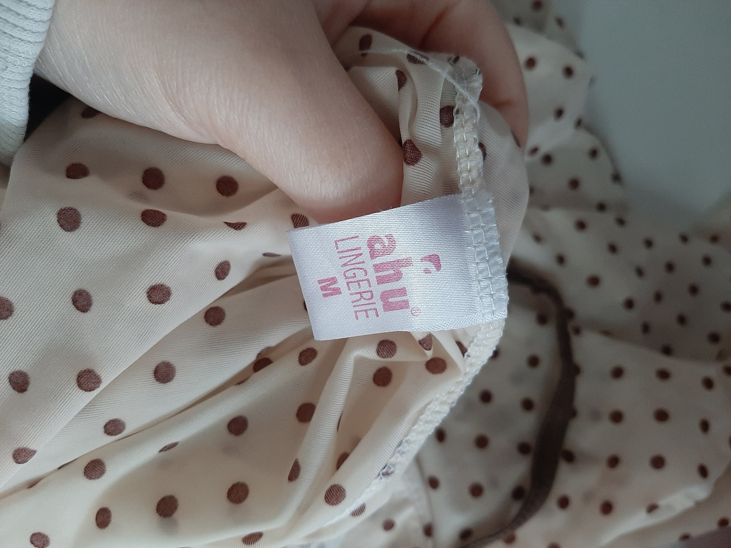 Robe/nuisette beige et pois marron