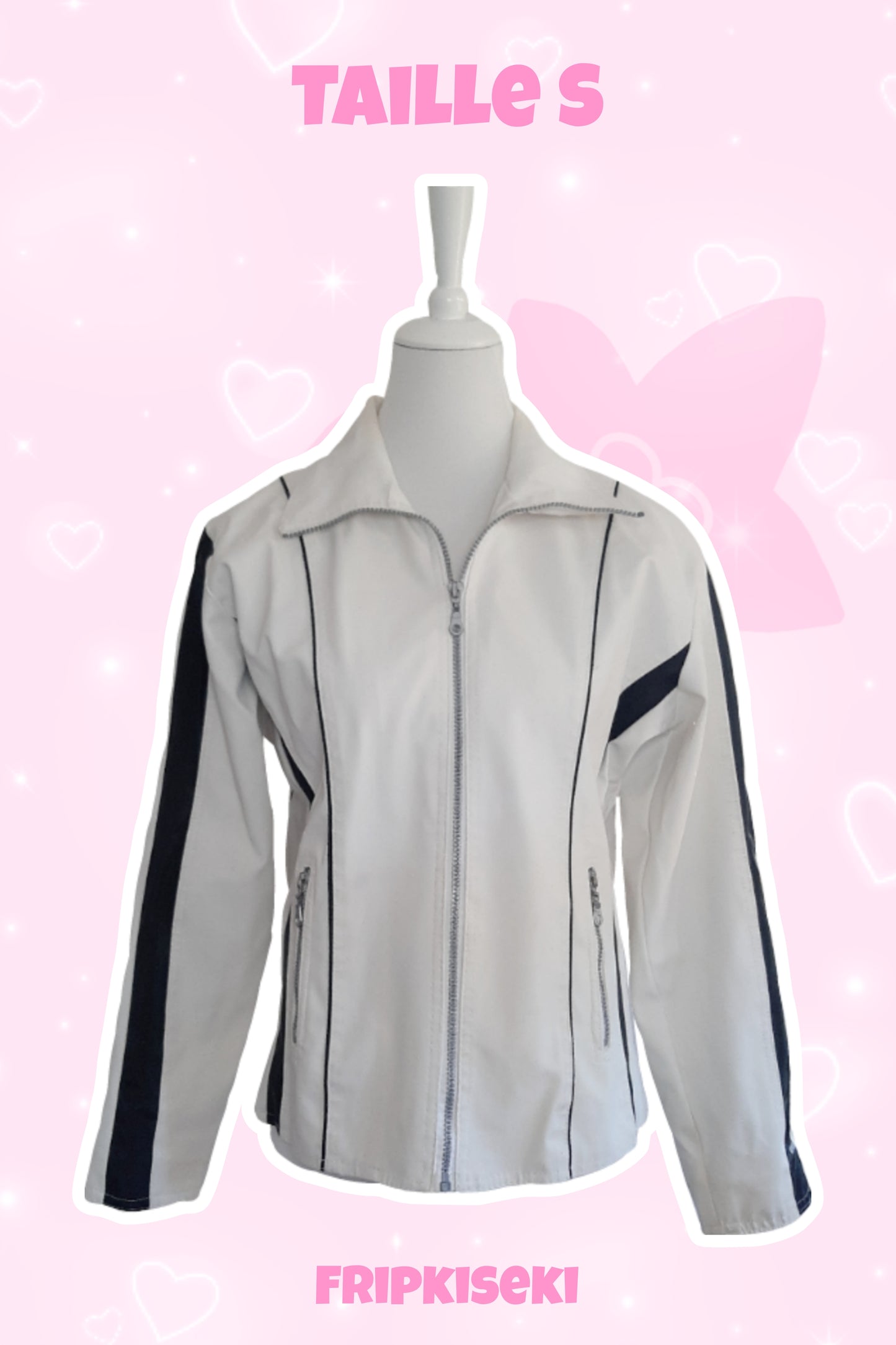 Veste imperméable blanc et noir