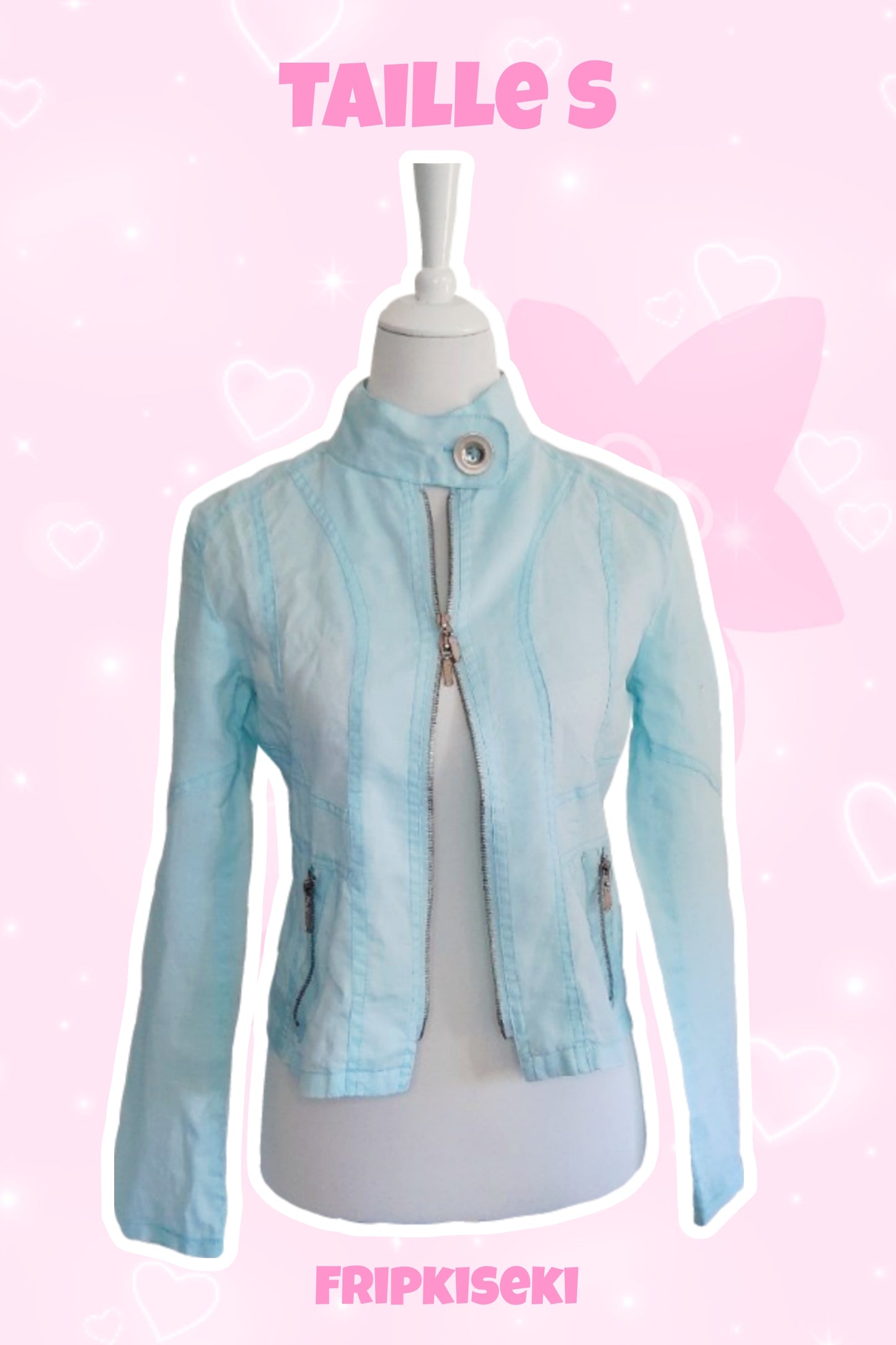 Veste légère bleu clair et sa fermeture éclair