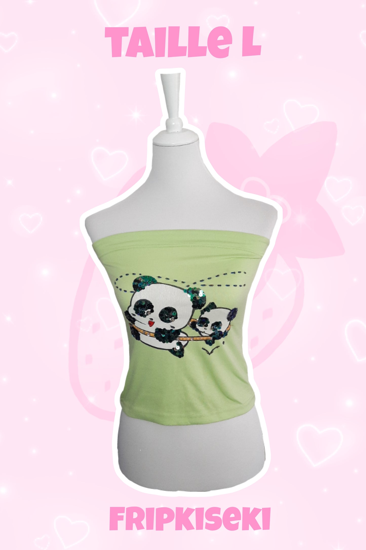 Top bandeau vert imprimé Panda