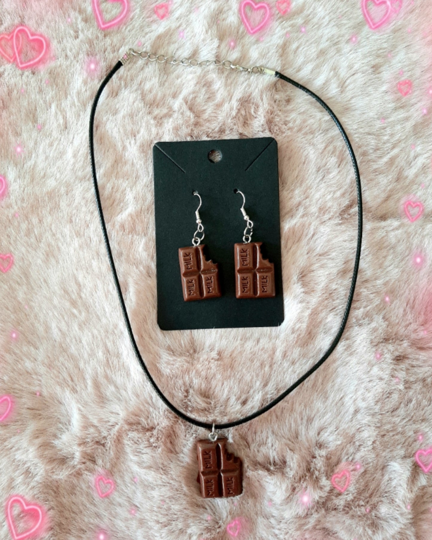 Ensemble bijoux Collier et boucles d'oreilles chocolat