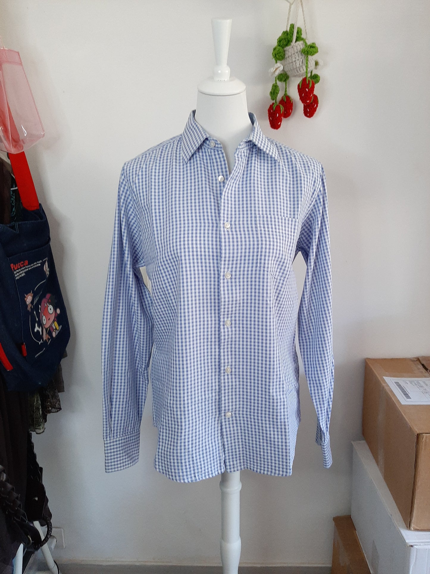 Chemise à carreaux bleu