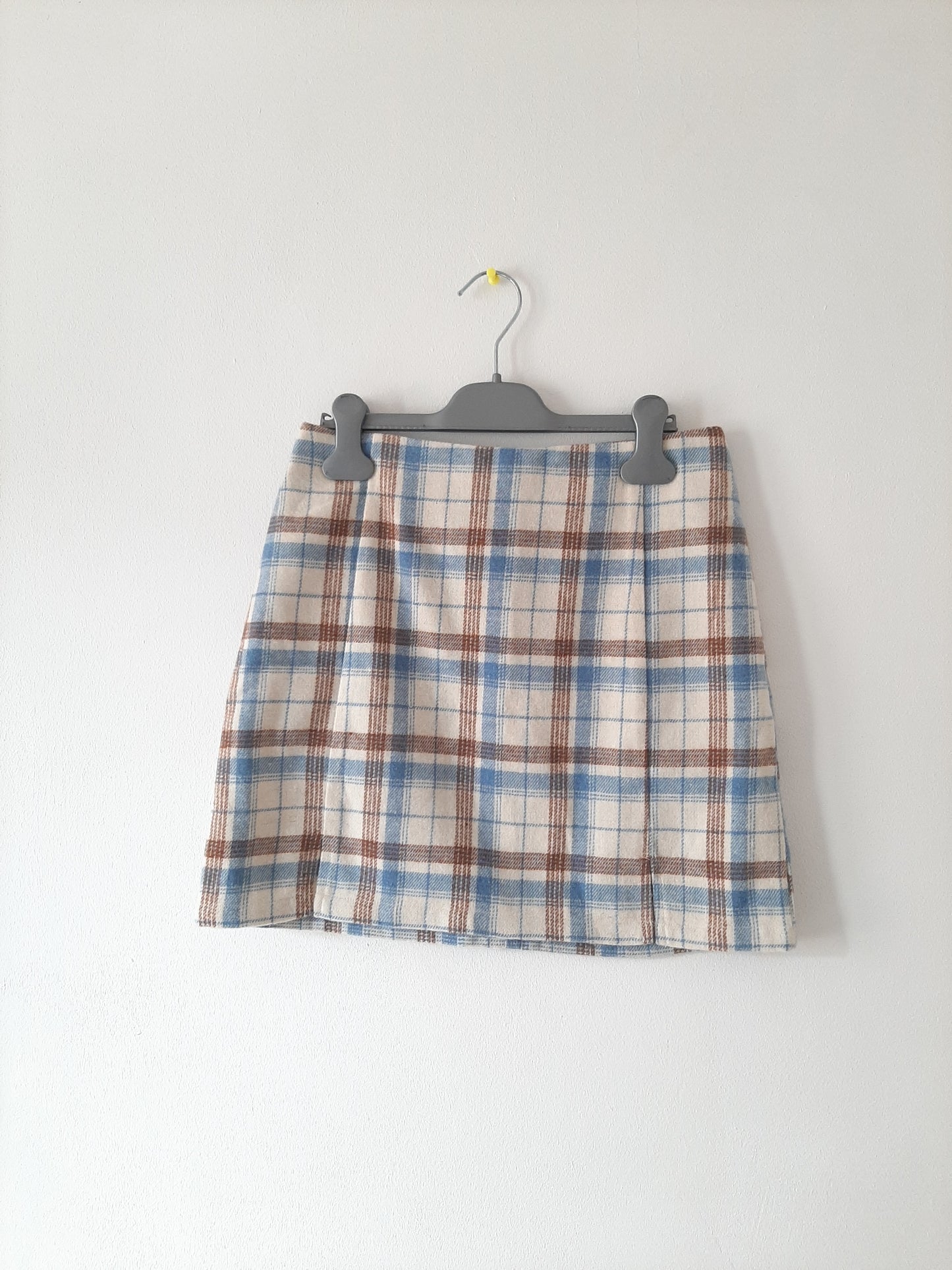 Jupe épaisse tartans bleu et marron