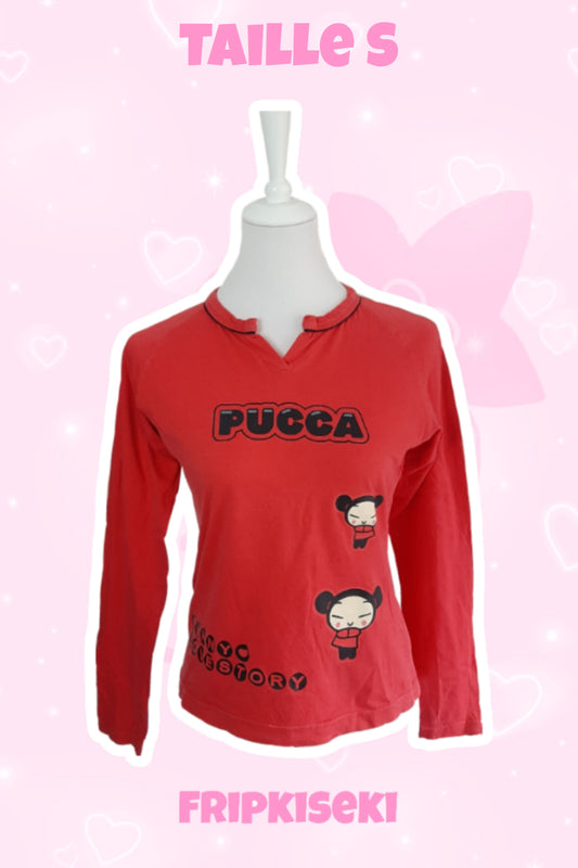 Top manche longue rouge Pucca