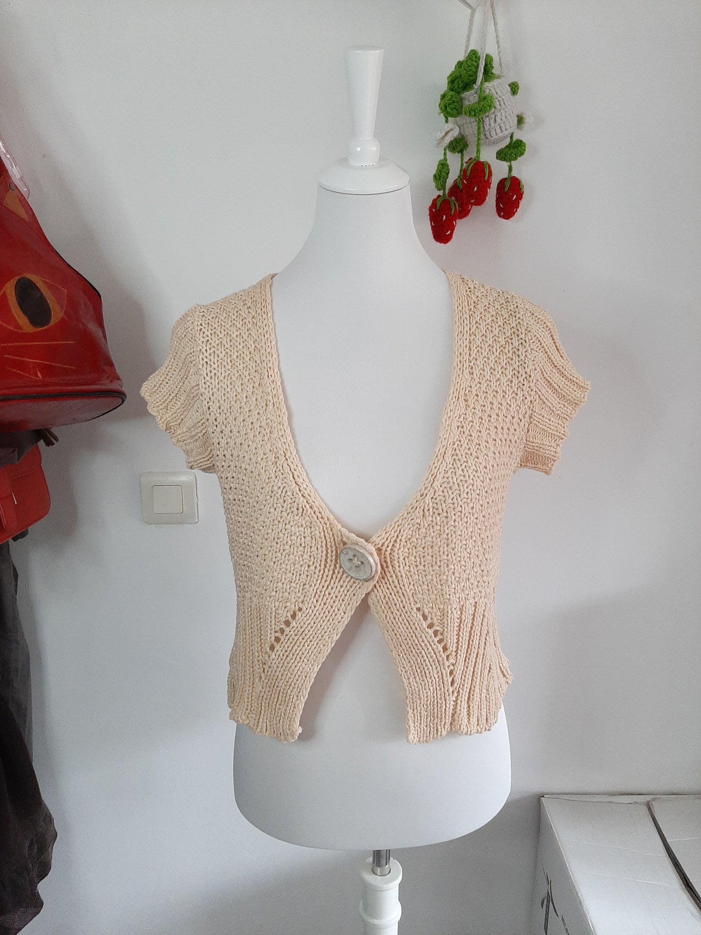 Gilet en tricot manche courte beige