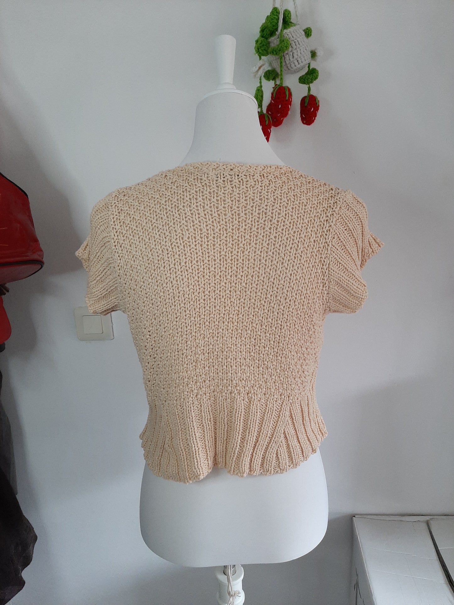 Gilet en tricot manche courte beige