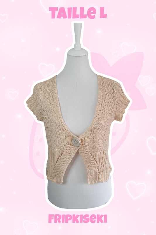 Gilet en tricot manche courte beige