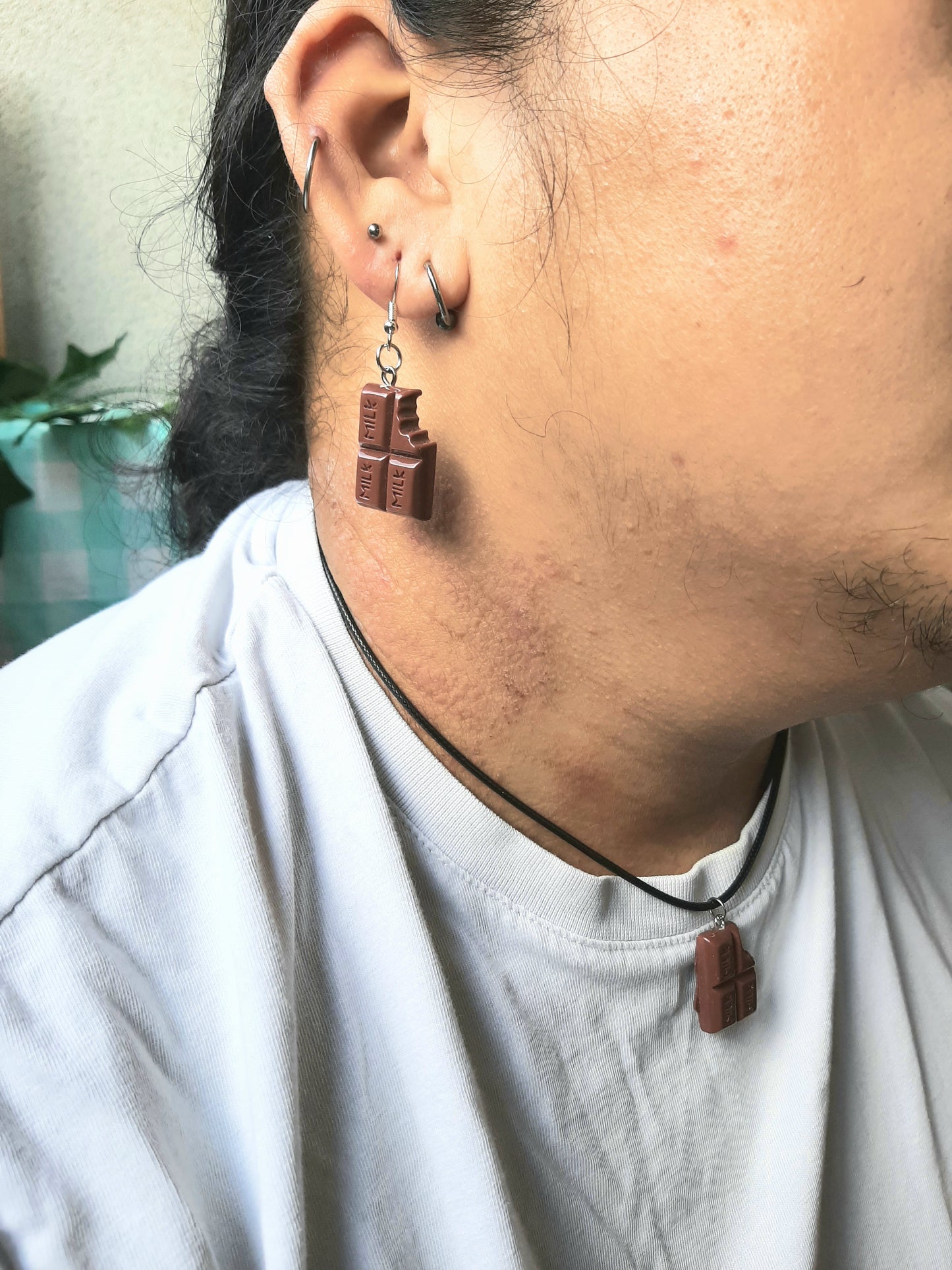 Ensemble bijoux Collier et boucles d'oreilles chocolat