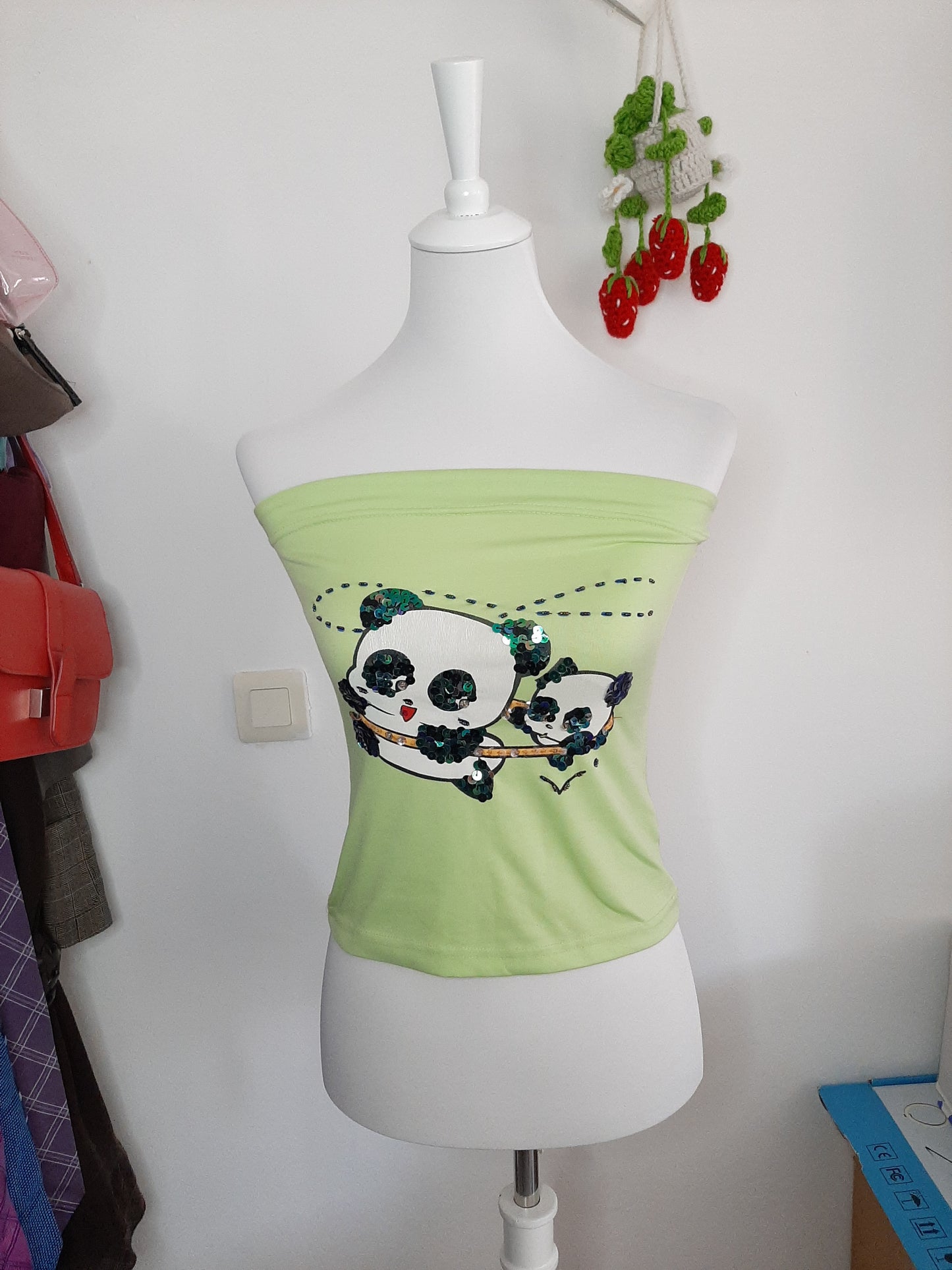 Top bandeau vert imprimé Panda