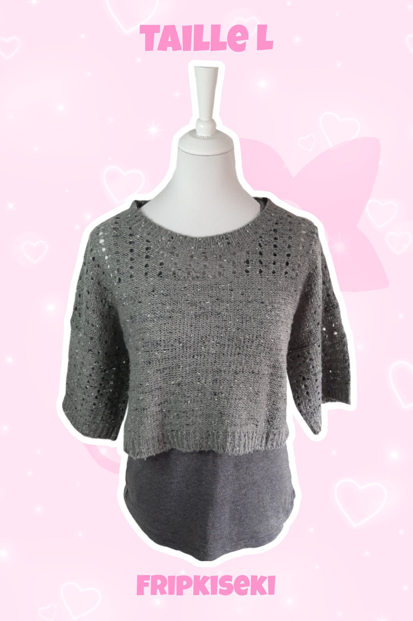 Débardeur + pull court gris