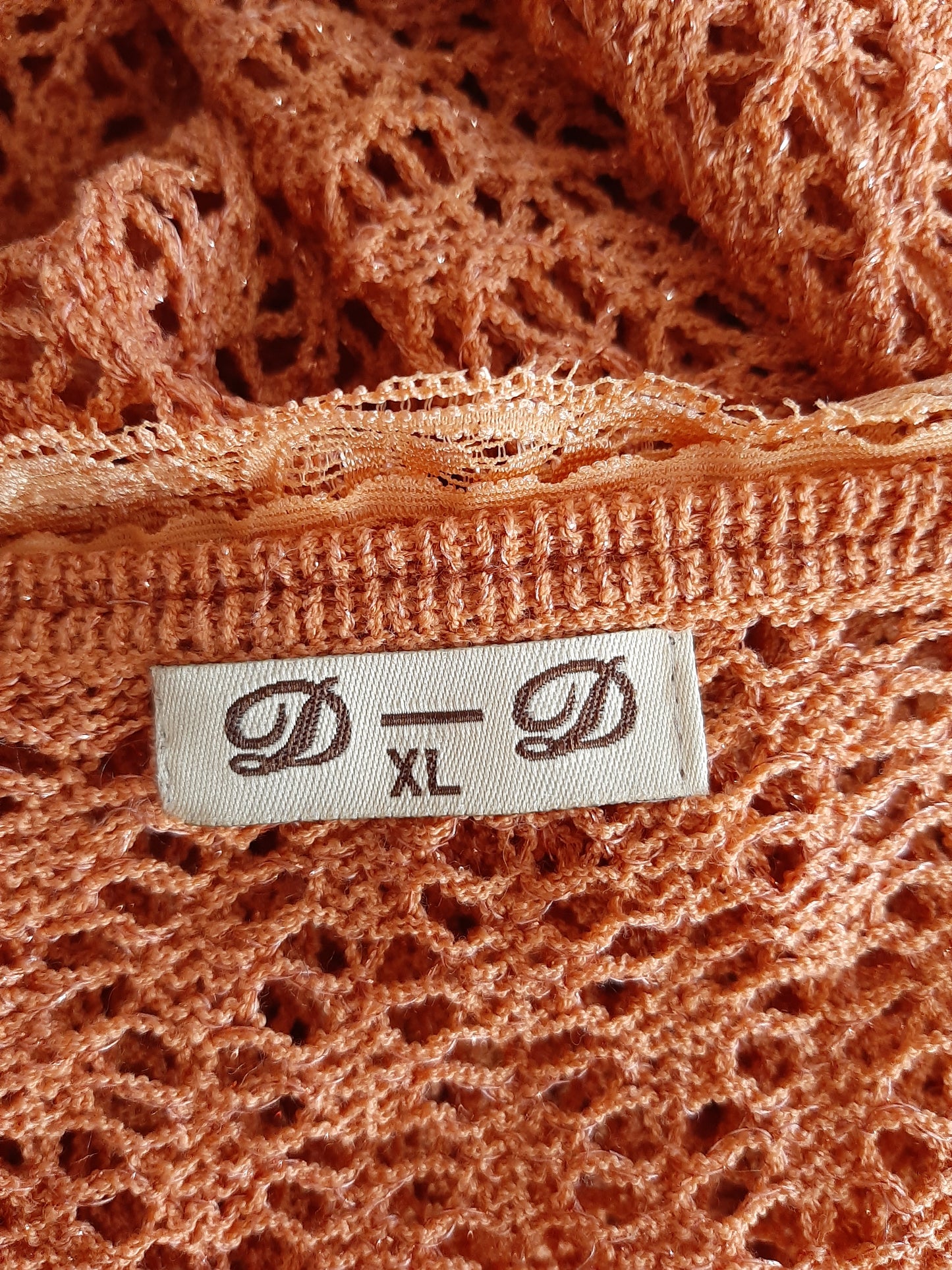 Cardigan en maille et dentelle orange