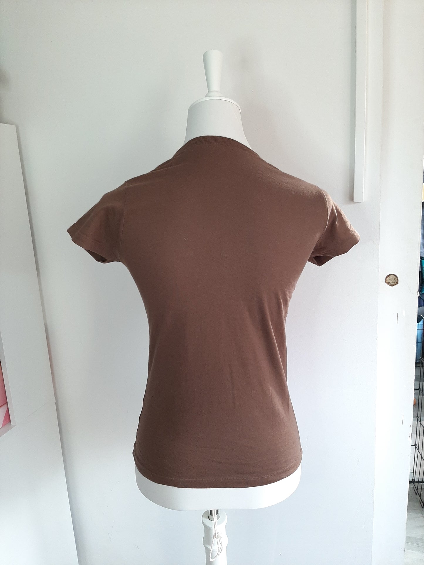 Tshirt marron imprimé fleuri rose