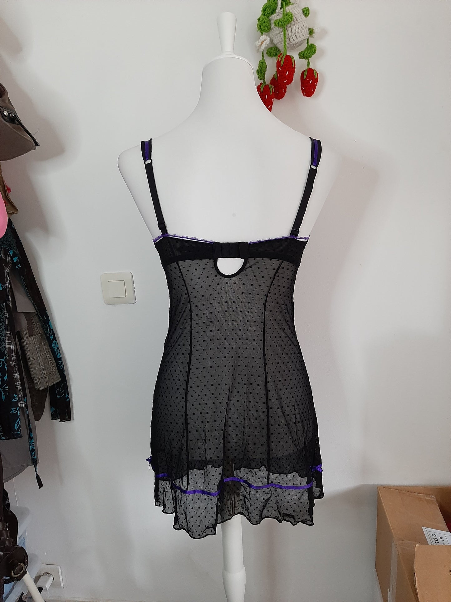 Robe/nuisette noir et violette