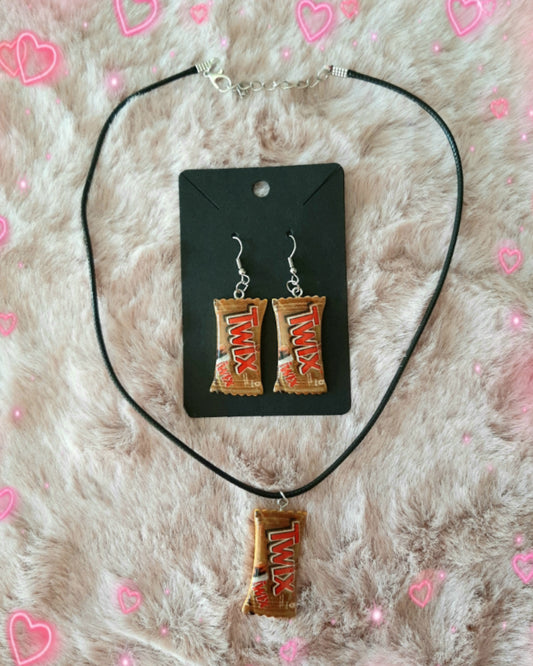 Ensemble bijoux Collier et boucles d'oreilles Twix