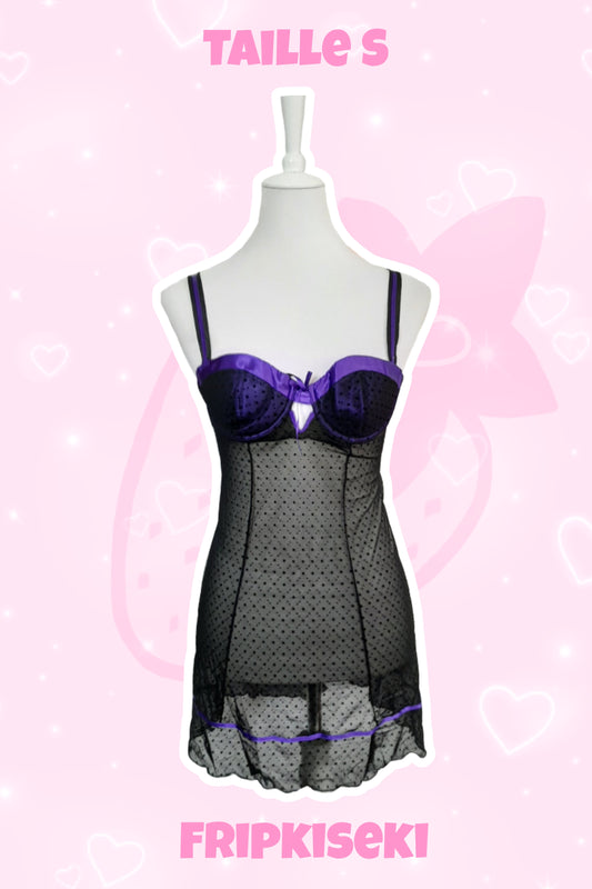 Robe/nuisette noir et violette