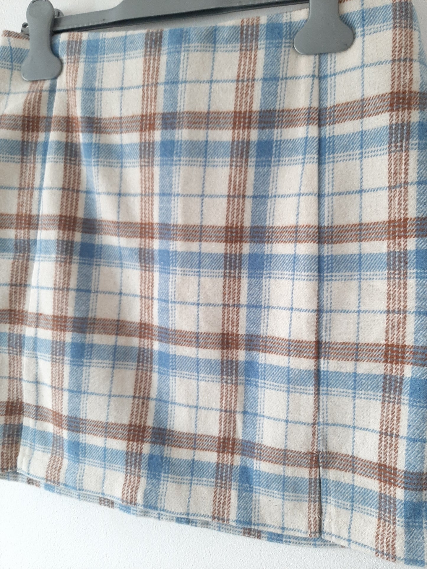 Jupe épaisse tartans bleu et marron