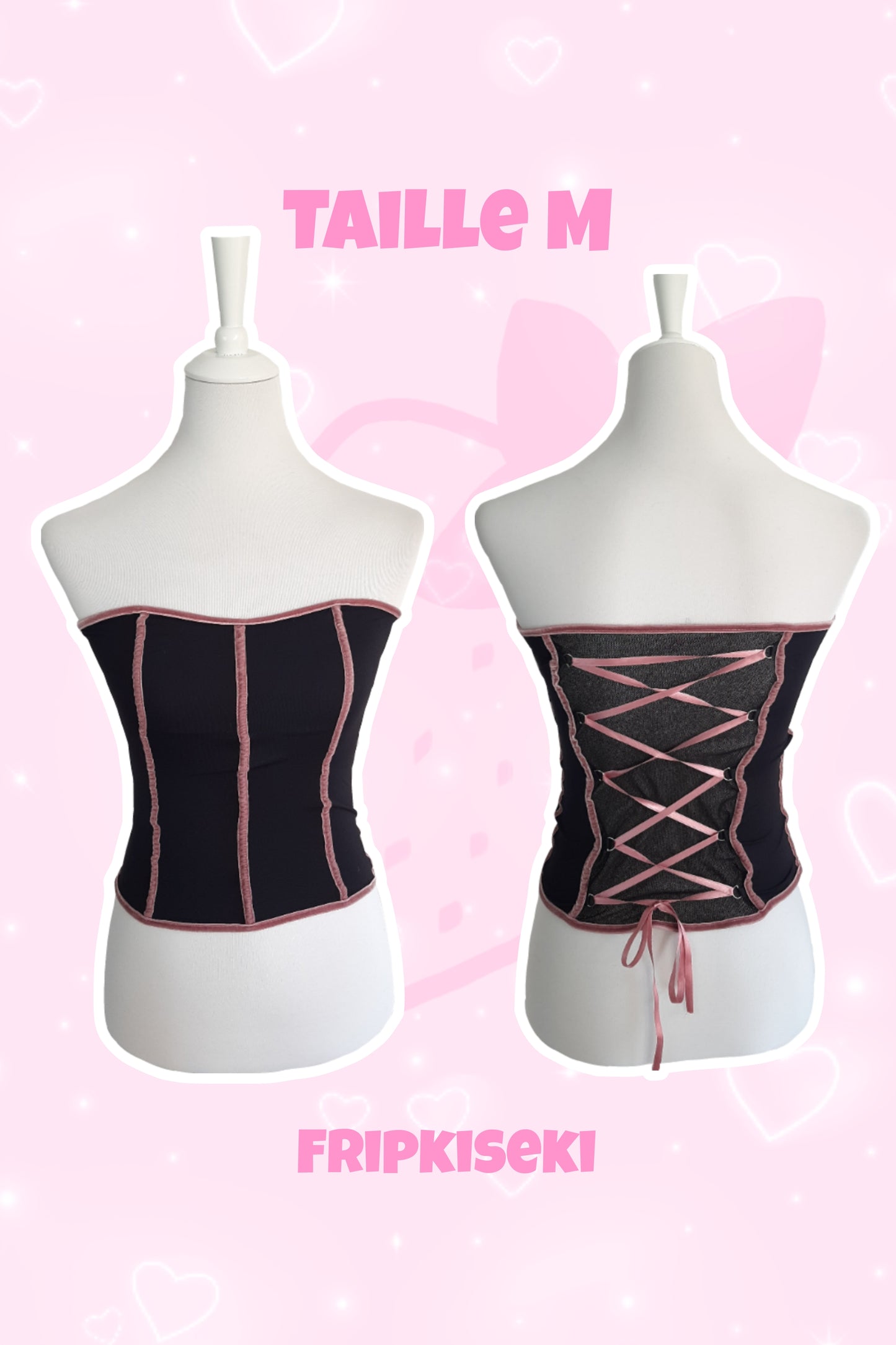 Bustier noir et rose avec lassage