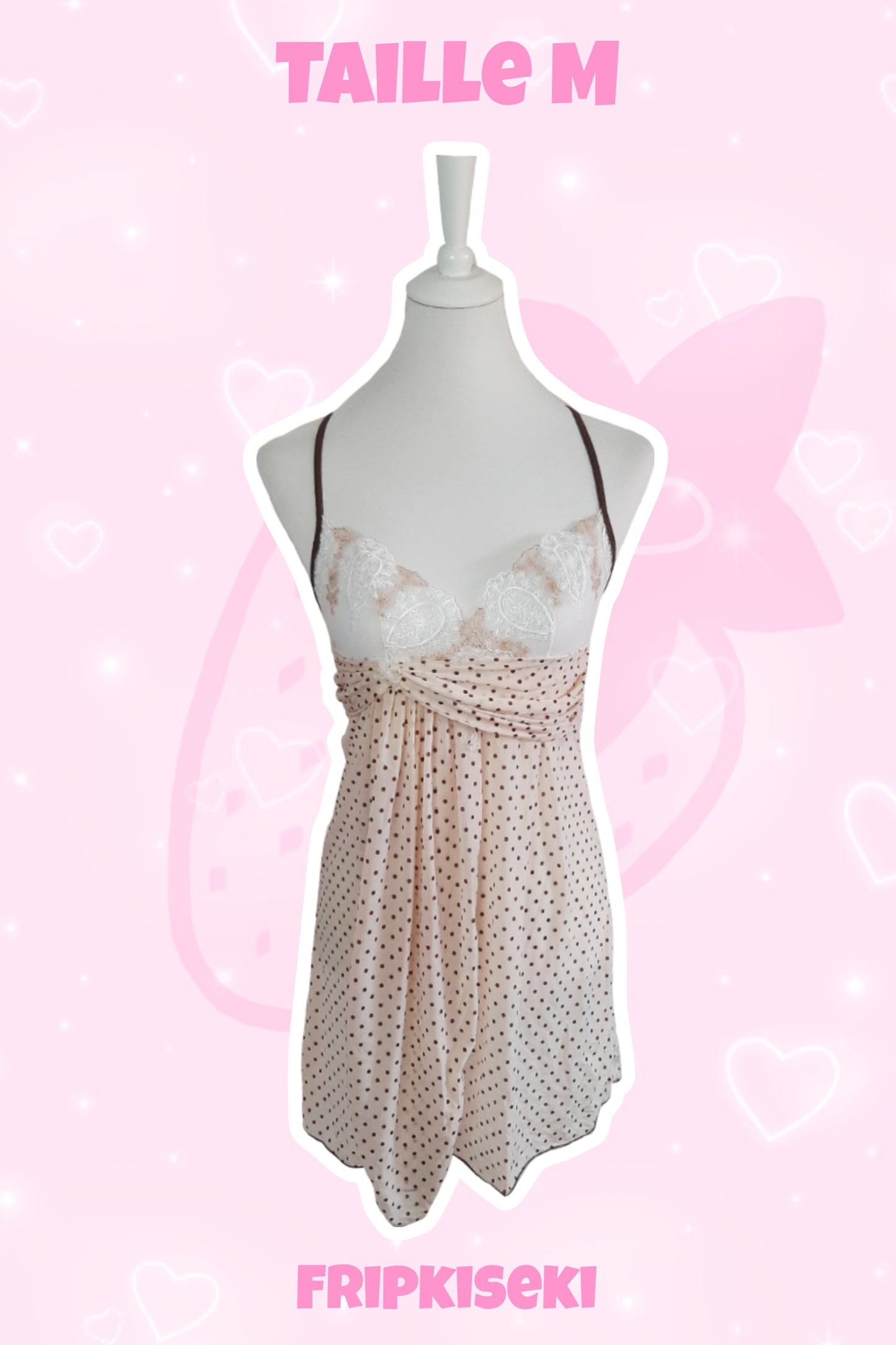 Robe/nuisette beige et pois marron
