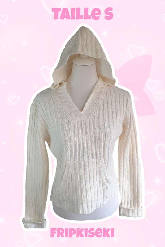 Pull à capuche blanc