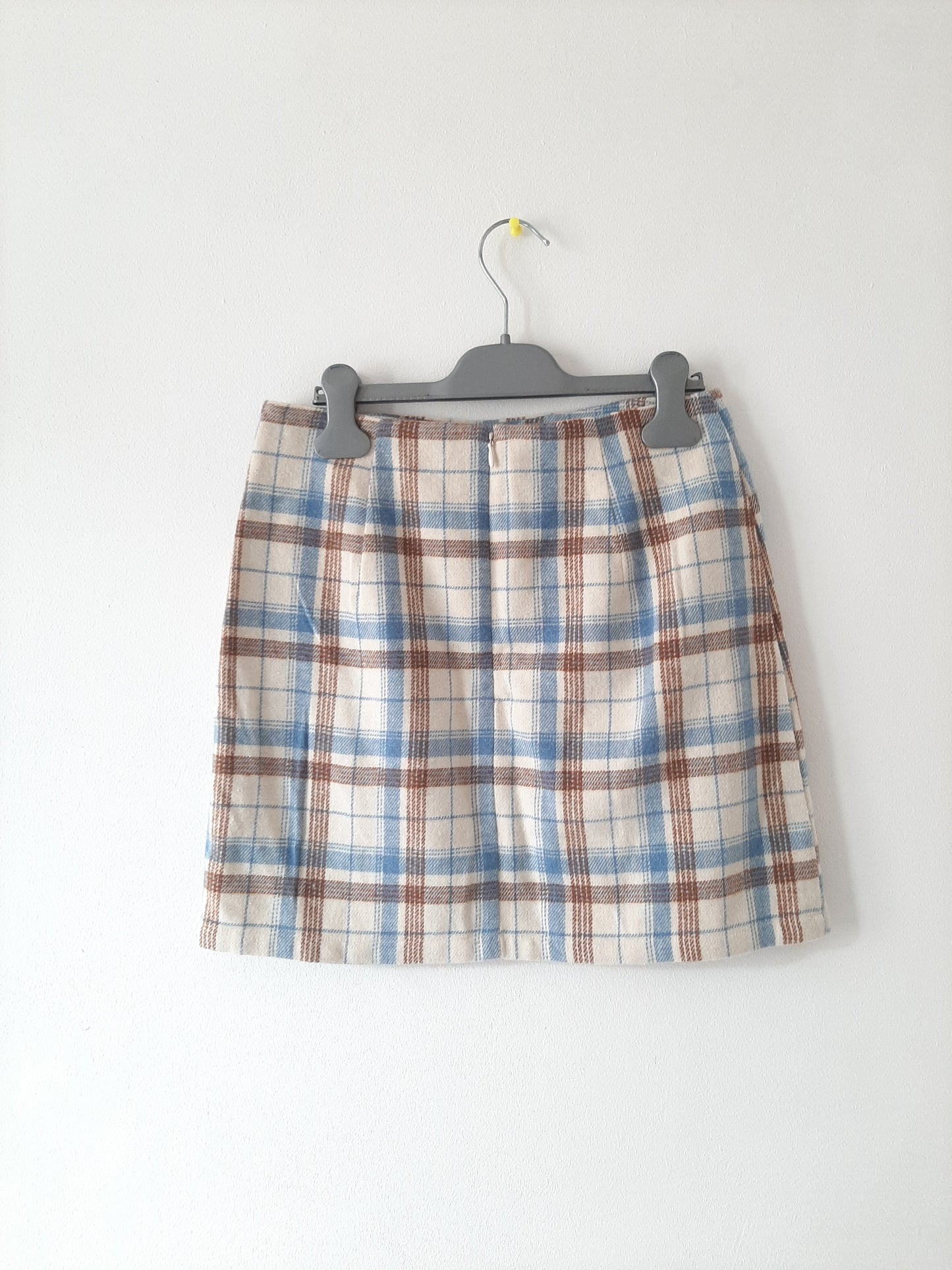 Jupe épaisse tartans bleu et marron